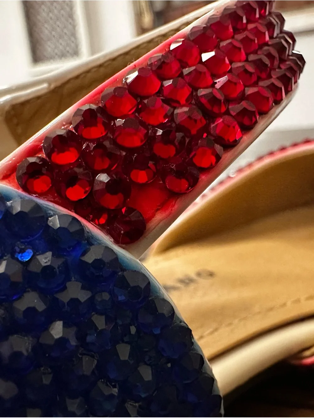 Girls' Sparkle Patriotic Red White Blue Mary Jane Flats